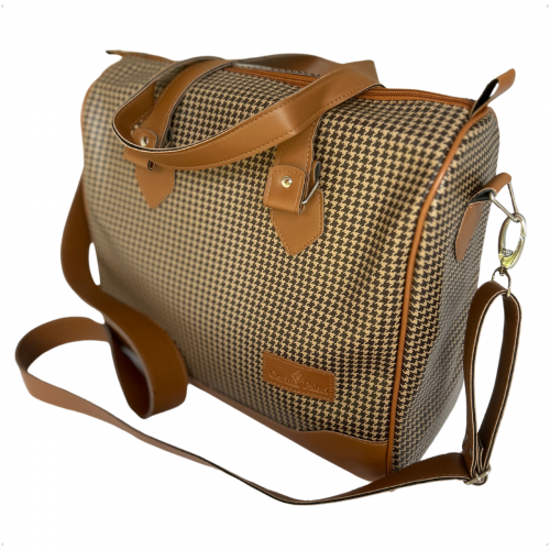 Bolsa Organizadora Médica em Vinil Pied de Poule Castanho
