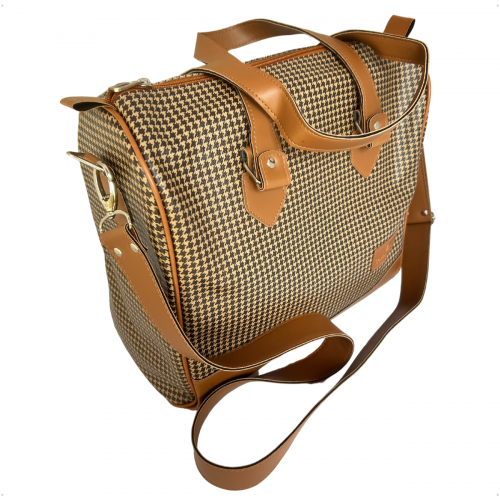 Bolsa Organizadora Médica em Vinil Pied de Poule Castanho