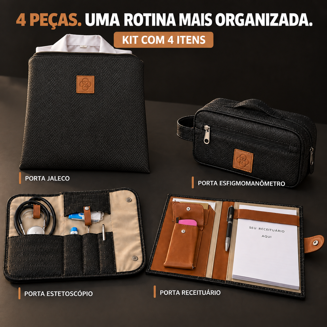 Kit Organizador Médico Masculino Versalhes Preto BR
