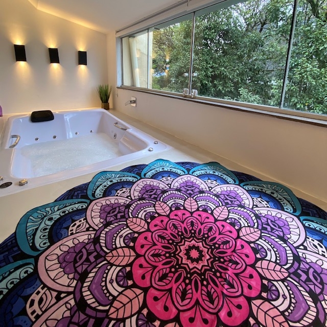Tapete Mandala Lótus Azul e Rosa