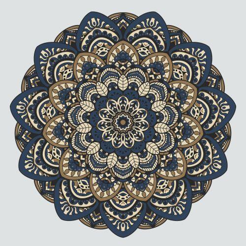 Tapete Mandala L�tus Marinho e Ocre