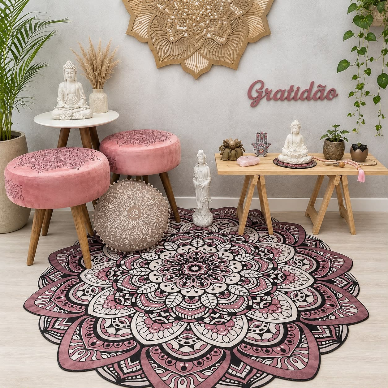Tapete Mandala Lótus Rose