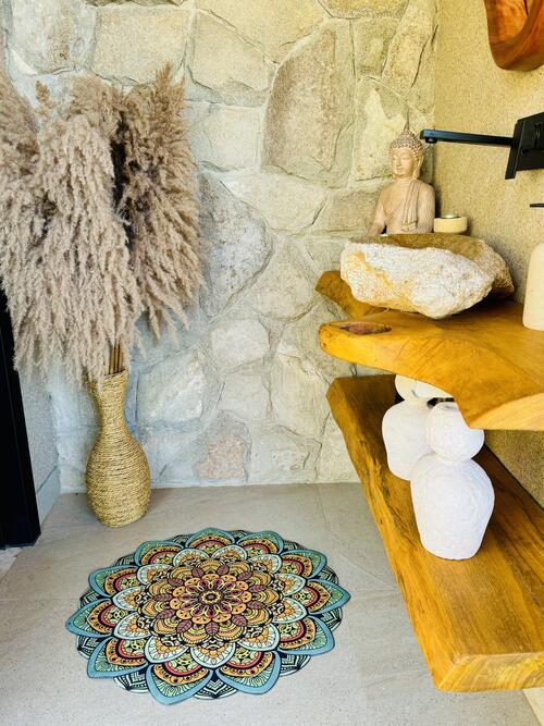Tapete Mini Mandala Lótus Amarelo