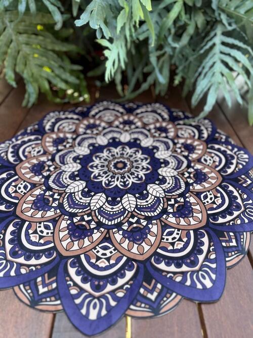 Tapete Mini Mandala L�tus Azul Marinho