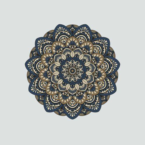 Tapete Mini Mandala L�tus Azul Marinho