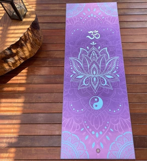 Tapete de Yoga Aveludado OM Lótus Roxo