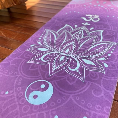 Tapete de Yoga Aveludado OM Lótus Roxo