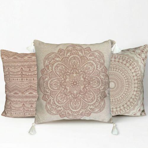 Trio Linho Mandala Capas de Almofada