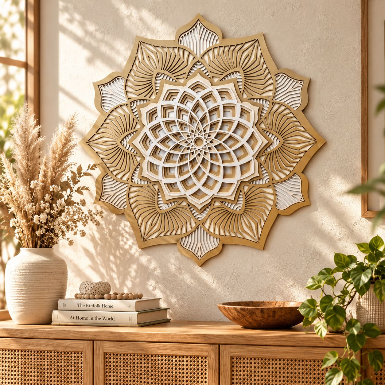 Mandala 3D Hibísco Espiral Áurea