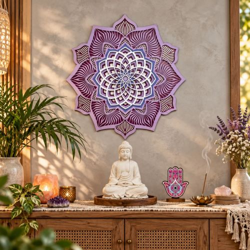 Mandala 3D Hibísco Espiral Áurea