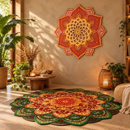 Mandala 3D Hibísco Espiral Áurea