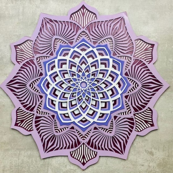 Mandala 3D Hibísco Espiral Áurea