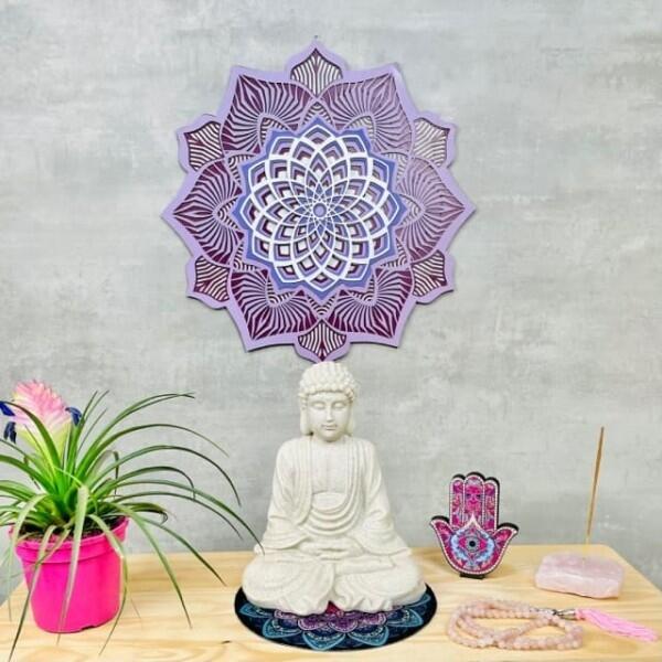Mandala 3D Hibísco Espiral Áurea