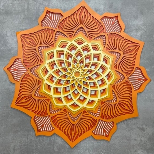 Mandala 3D Hibísco Espiral Áurea