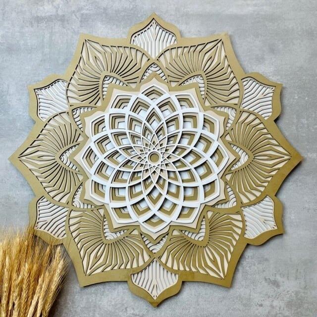 Mandala 3D Hibísco Espiral Áurea