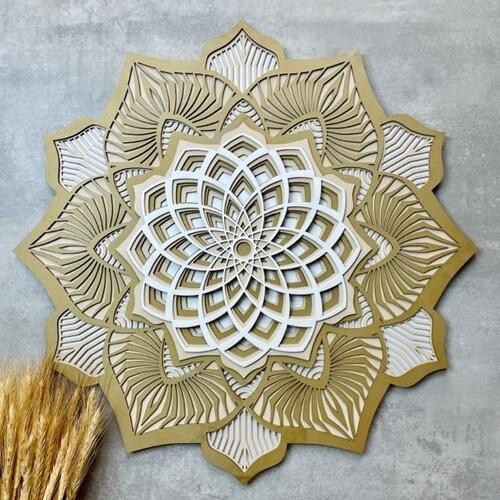 Mandala 3D Hibísco Espiral Áurea