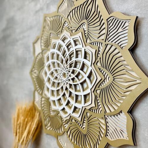 Mandala 3D Hibísco Espiral Áurea