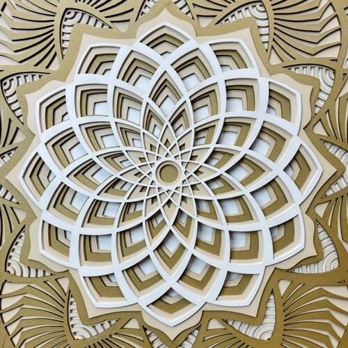 Mandala 3D Hibísco Espiral Áurea