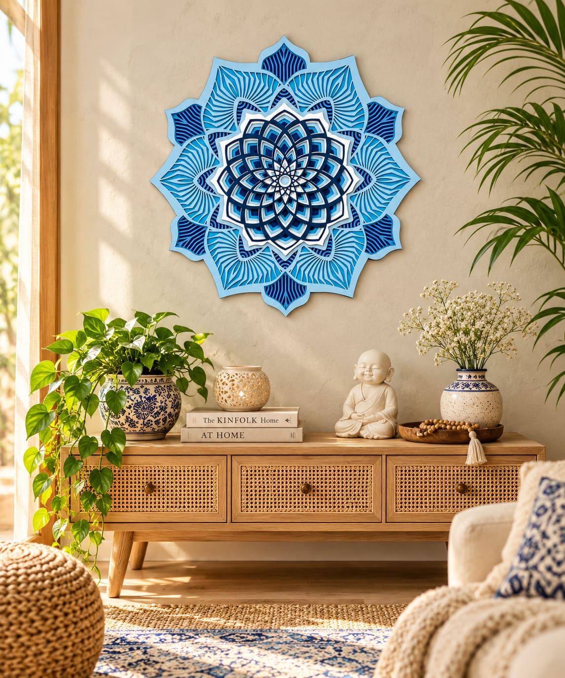 Mandala 3D Hibísco Espiral Áurea