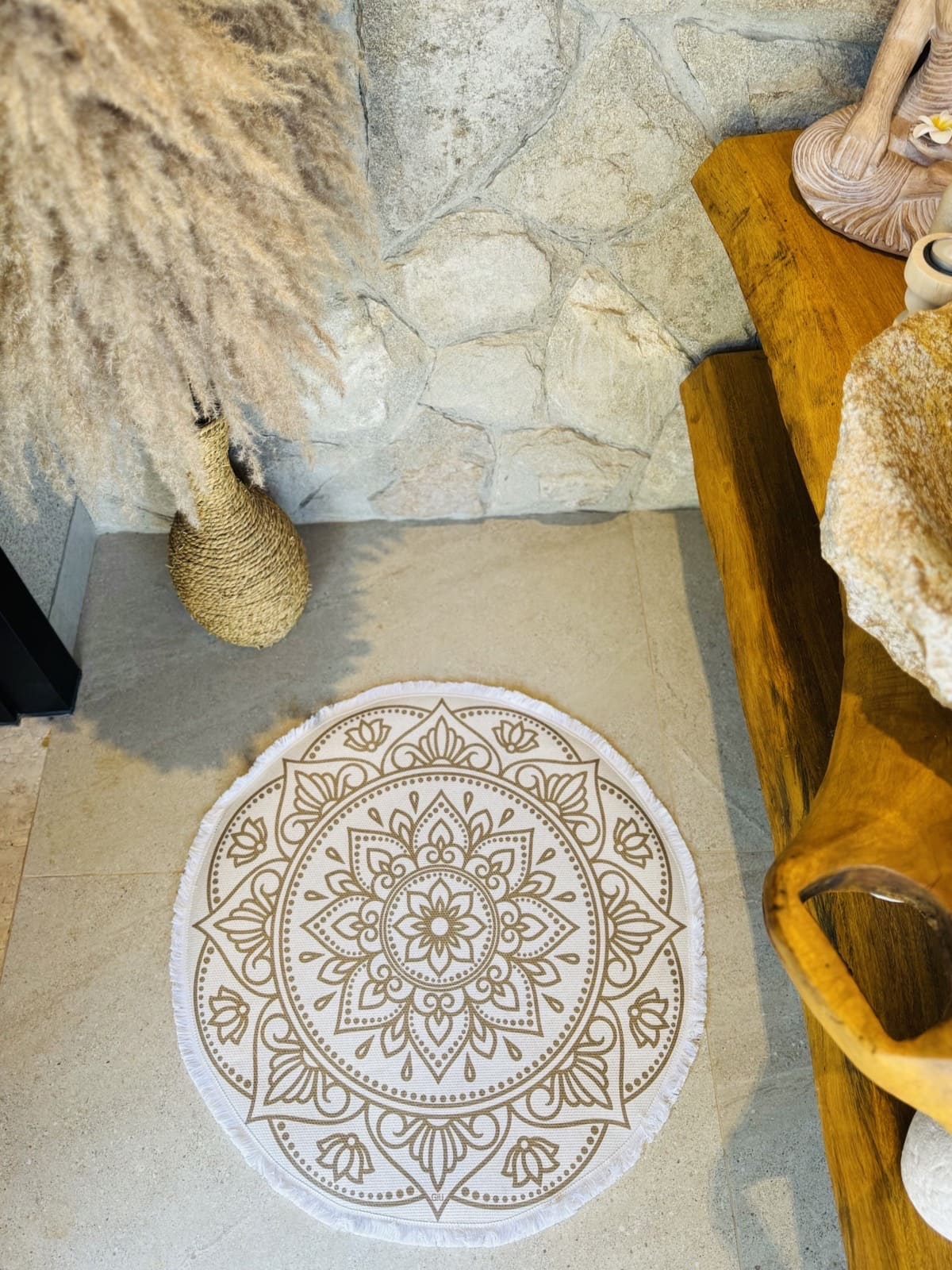 Mini Tapete Mandala Boho Ouro