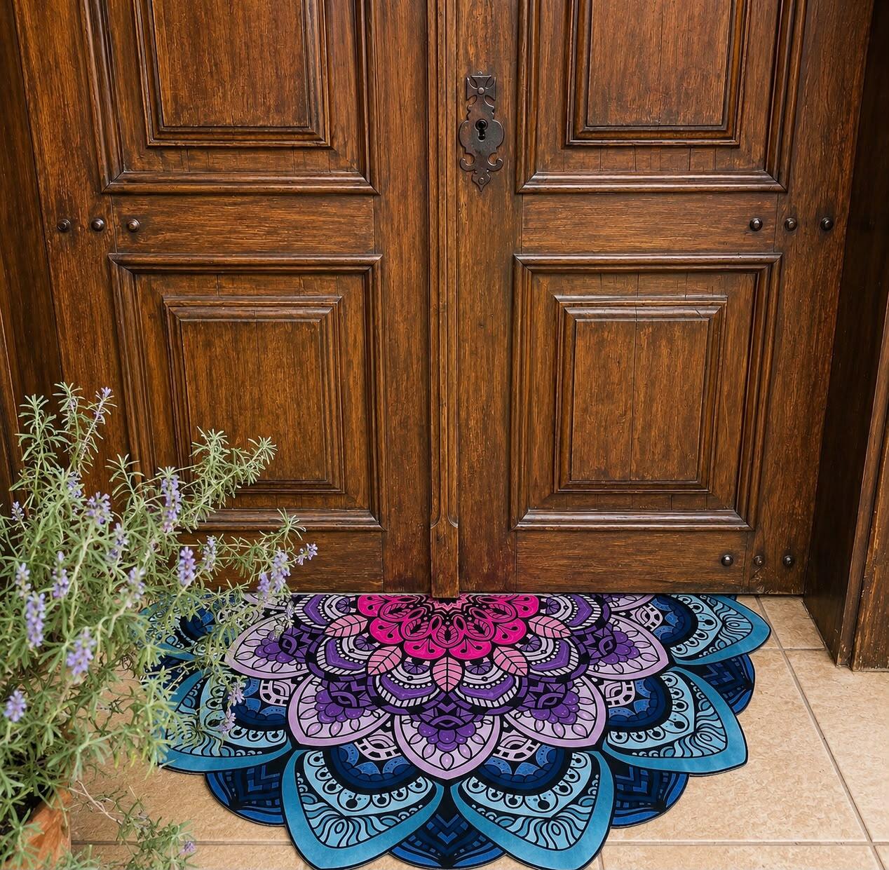 Tapete de Porta Mandala Lótus Rosa