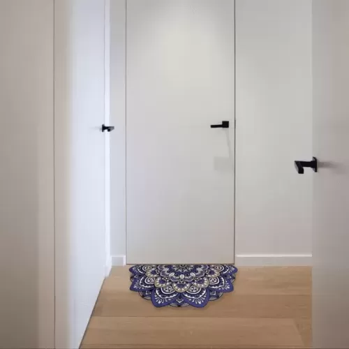 Tapete de Porta Mandala Lótus Marinho