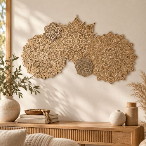 Painel Decorativo 3D Aurora de Mandalas