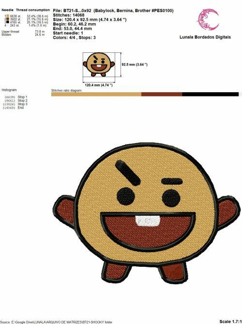 Comprar Matriz de bordado - BT21 - Shooky - R$10,00
