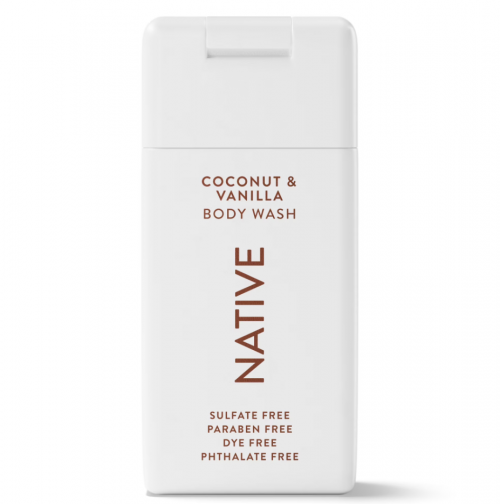 NATIVE- BODY WASH, SULFATE FREE, COCONUT & VANILLA- TRAVEL SIZE