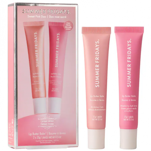 SUMMER FRIDAYS- SWEET PINK DUO WITH BIRTHDAY CAKE + STRAWBERRY SOFT SERVE LIP BUTTER BALM