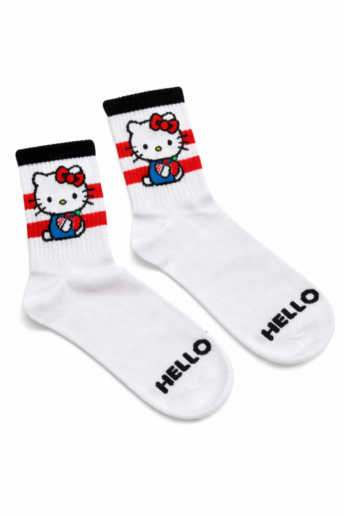 HELLO KITTY CREW SOCKS WITH STRIPES