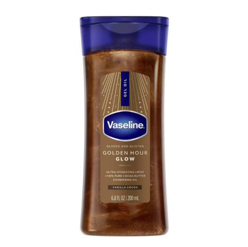 VASELINE- GLAZED & GLISTEN VANILLA COCOA SHIMMERING GEL BODY OIL - GOLDEN HOUR GLOW