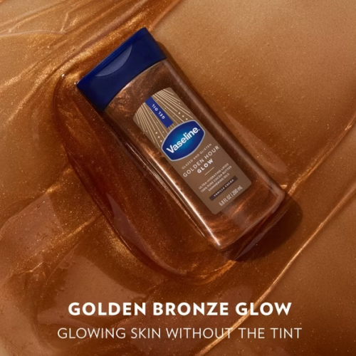VASELINE- GLAZED & GLISTEN VANILLA COCOA SHIMMERING GEL BODY OIL - GOLDEN HOUR GLOW