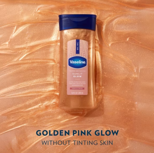 VASELINE- GLAZED & GLISTEN VANILLA COCOA SHIMMERING GEL BODY OIL - SUNLIT GLOW