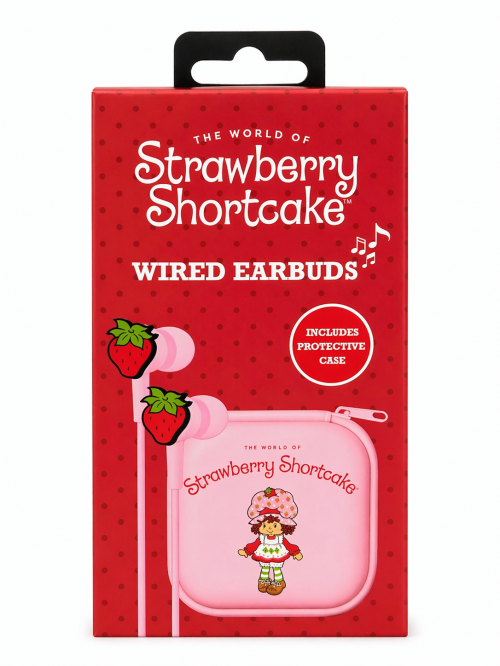 STRAWBERRY SHORTCAKE WIRED EARBUDS WITH PROTECTIVE CASE