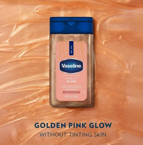 VASELINE- MINI GLAZED & GLISTEN VANILLA COCOA SHIMMERING GEL BODY OIL