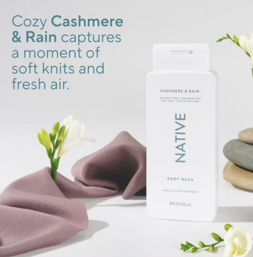 NATIVE- BODY WASH- CASHMERE & RAIN 18OZ