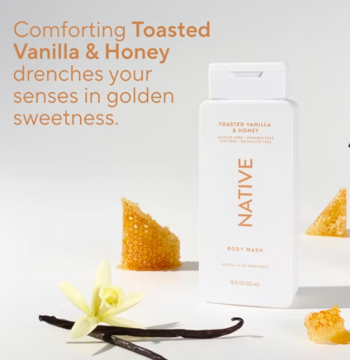NATIVE- LIMITED EDITION BODY WASH- TOASTED VANILLA & HONEY 18IZ