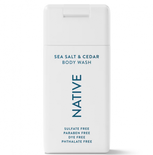 NATIVE- BODY WASH, SULFATE FREE, SEA SALT & CEDAR- TRAVEL SIZE