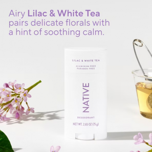 NATIVE- SOLID DEODORANT - LILAC & WHITE TEA - ALUMINUM-FREE