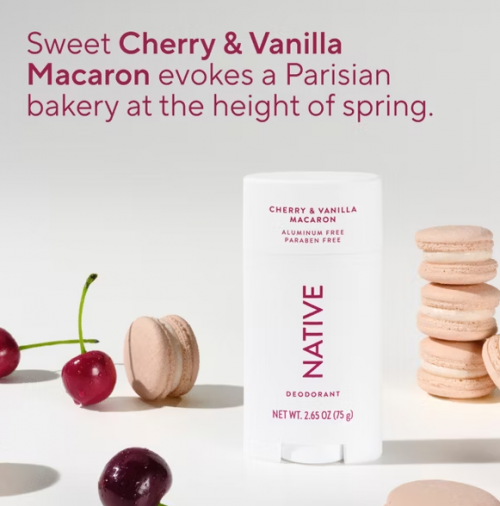 NATIVE- SOLID DEODORANT -CHERRY & VANILLA MACARON