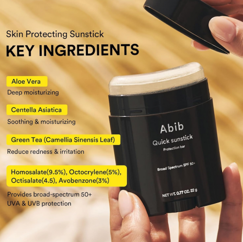 ABIB- QUICK SUNSTICK PROTECTION BAR SPF50+ BROAD SPECTRUM, GLOWY SUNSCREEN STICK FOR DRY & SENSITIVE SKIN