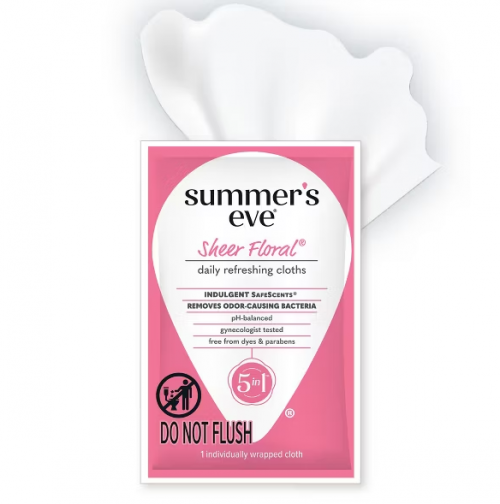 SUMMER'S EVE- SHEER FLORAL 5-IN-1 FEMININE WIPES - 12CT