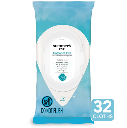 SUMMER'S EVE- FRAGRANCE FREE FEMININE CLEANSING WIPES - 32CT