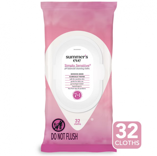 SUMMER'S EVE- SENSITIVE FEMININE WIPES - 32CT
