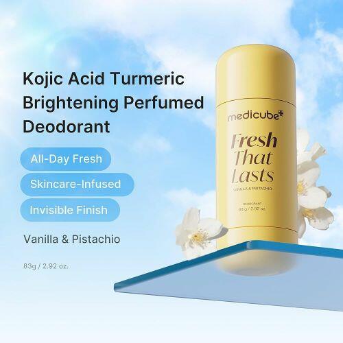 MEDICUBE- KOJIC ACID & TURMERIC ALUMINUM-FREE DEODORANT- VANILLA & PISTACHIO PERFUMED STICK
