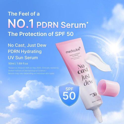MEDICUBE- NO CAST JUST DEW PDRN HYDRATING UV SUN SERUM | SPF 50+