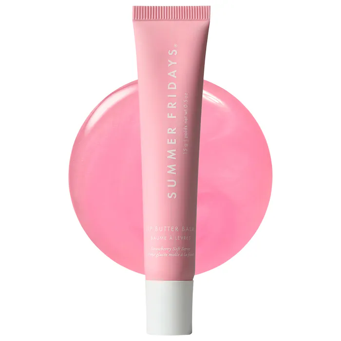 SUMMER FRIDAYS - LIP BUTTER BALM TREATMENT FOR HYDRATION + NOURISHING SHINE STRAWBERRY SOFT SERVE