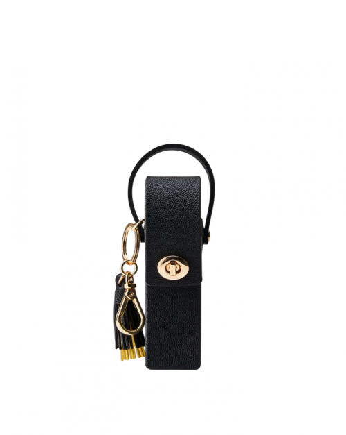 BATH & BODY WORKS - BLACK TEXTURED TWIST LOCK WITH TASSEL HAND SANITIZER SPRAY HOLDER