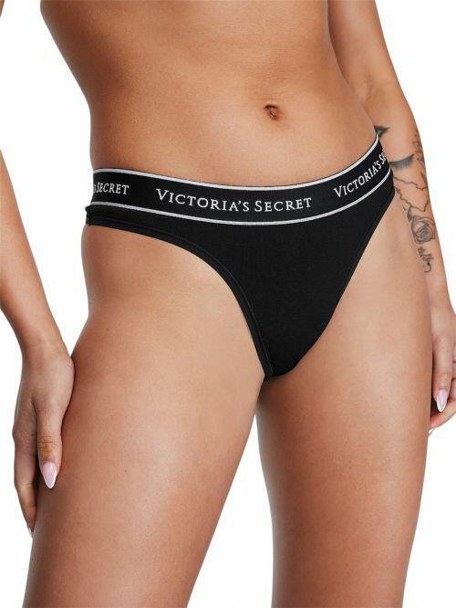 VICTORIA'S SECRET - LOGO COTTON THONG PANTY- M